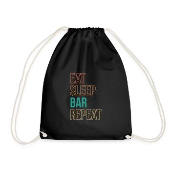 Eat Sleep Bar Repeat Shirt Bartender Barkeeper - Drawstring Bag - black - Front