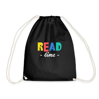 Read Time Shirt Gift - Drawstring Bag - black - Front
