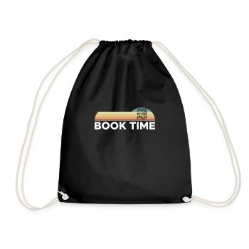 Vintage Retro Book Time Shirt Geschenk - Turnbeutel - Schwarz - Vorne