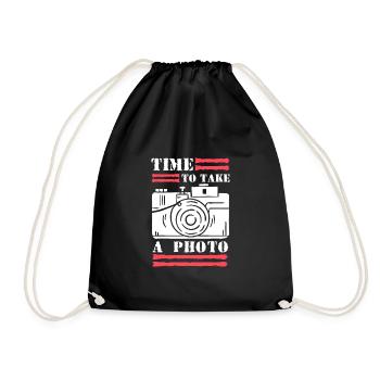 Time To Take A Photo Shirt Geschenk - Turnbeutel - Schwarz - Vorne