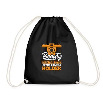 Beauty Is In The Eye Of The Camera Holder Shirt - Drawstring Bag - black - Front