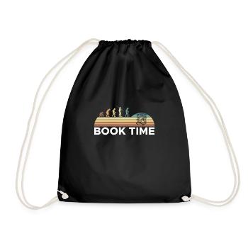 Vintage Retro Evolution Book Time Shirt Geschenk - Turnbeutel - Schwarz - Vorne