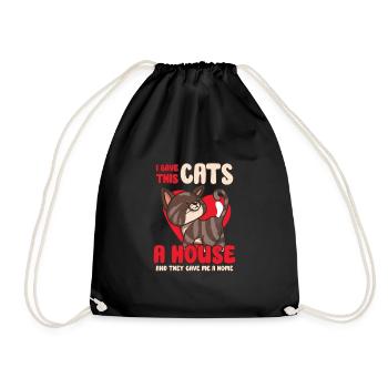 Cat RESCUE ANIMAL RIGHTS RESCUE Cat ADOPTION - Drawstring Bag - black - Front