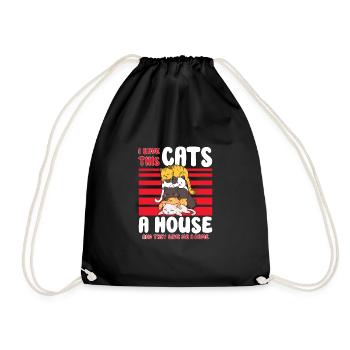 Cat RESCUE ANIMAL RIGHTS RESCUE Cat ADOPTION - Drawstring Bag - black - Front