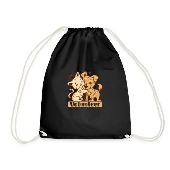 Cat RESCUE ANIMAL RIGHTS RESCUE Cat ADOPTION - Drawstring Bag - black - Front
