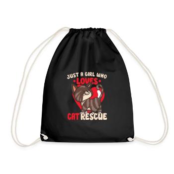 Cat RESCUE ANIMAL RIGHTS RESCUE Cat ADOPTION - Drawstring Bag - black - Front