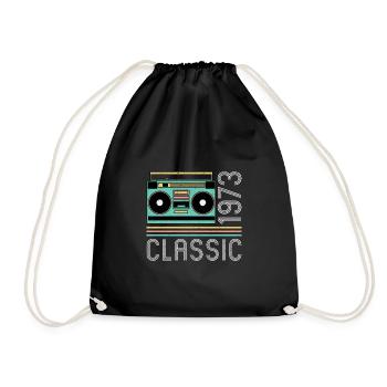Vintage Retro Radio 1973 50th Birthday Shirt - Drawstring Bag - black - Front
