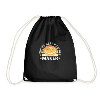 Pancake Maker Pancake Lover Funny Waffle - Drawstring Bag - black - Front