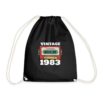 Vintage Best Of 1983 40th Birthday Cassette - Drawstring Bag - black - Front