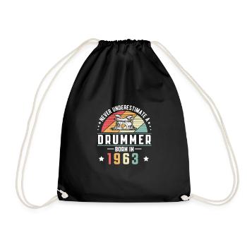 Never Understimate A Drummer Born In 1963 - Drawstring Bag - black - Front