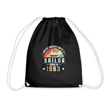 Never Understimate A Sailor Born In 1963 - Drawstring Bag - black - Front