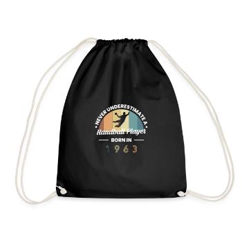 Never Understimate A Handball Player Born In 1963 - Drawstring Bag - black - Front