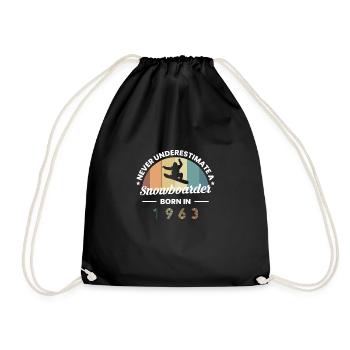 Never Understimate A Snowboarder Born In 1963 - Drawstring Bag - black - Front