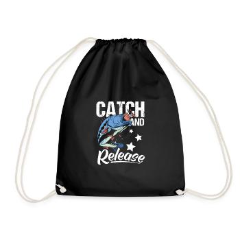 Catch And Release Shirt Angler Geschenk - Turnbeutel - Schwarz - Vorne