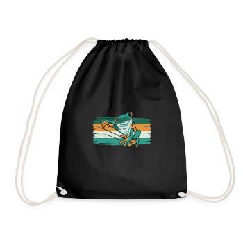 Vintage Retro Tree Frog Shirt Gift - Drawstring Bag - black - Front