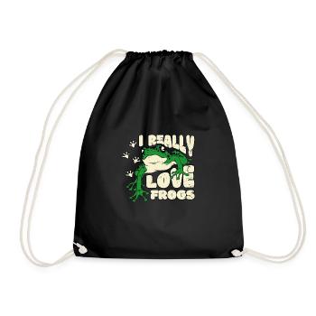 I Really Love Frogs Shirt Geschenk - Turnbeutel - Schwarz - Vorne