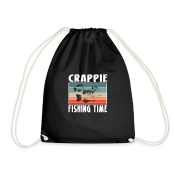 Vintage Retro Crappie Fishing Time Shirt - Turnbeutel - Schwarz - Vorne