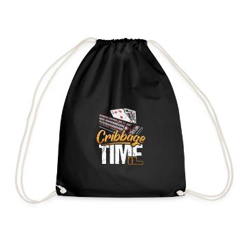 Cribbage Time Shirt Gift - Drawstring Bag - black - Front