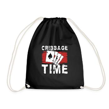 Cribbage Time Shirt Gift - Drawstring Bag - black - Front