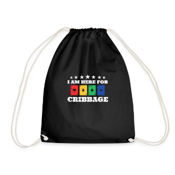 I Am Here For Cribbage Shirt Gift - Drawstring Bag - black - Front