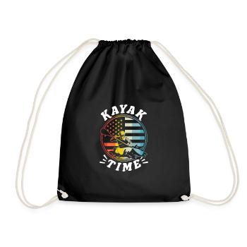 Vintage Retro Kajak Kayak Time Shirt Geschenk - Turnbeutel - Schwarz - Vorne