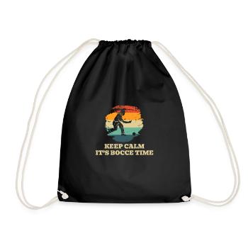 Keep Calm It ́s Bocce Time Shirt Gift - Drawstring Bag - black - Front