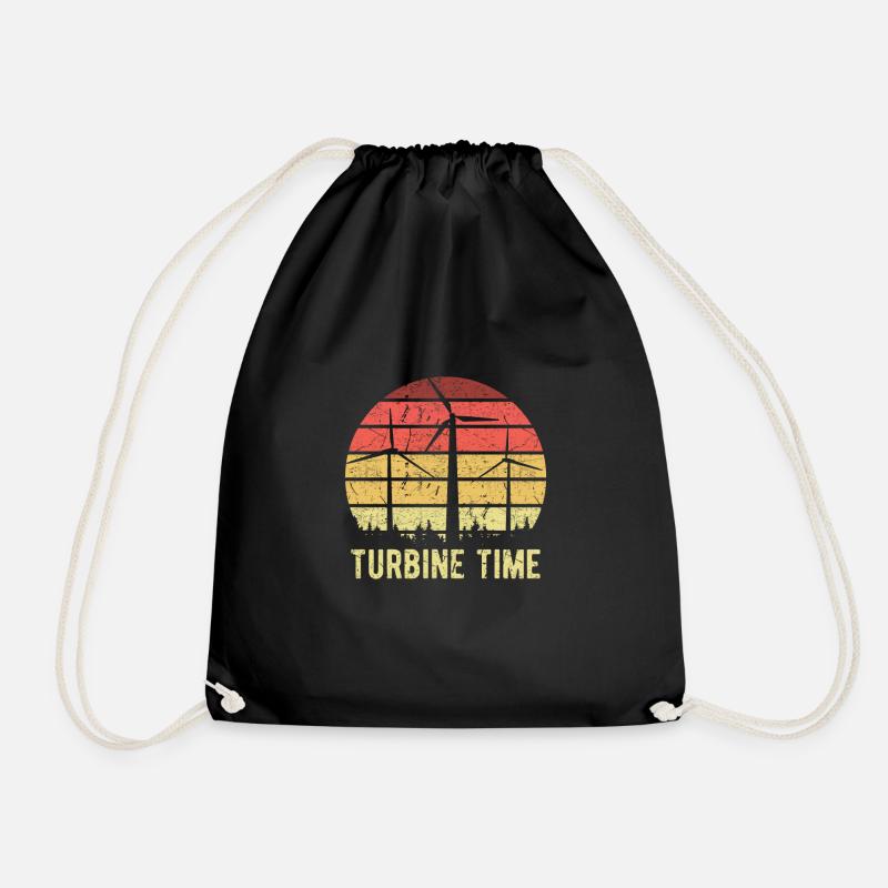Vintage Retro Wind Energy Time Shirt Geschenk - Turnbeutel - Schwarz