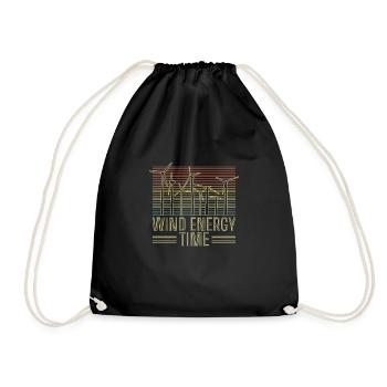 Vintage Retro Wind Energy Time Shirt Geschenk - Turnbeutel - Schwarz - Vorne