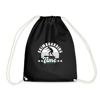 Skimboarding Time Shirt Gift - Drawstring Bag - black - Front