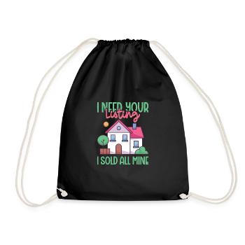 Real Estate Agent Realtor Home Closing Investor - Drawstring Bag - black - Front