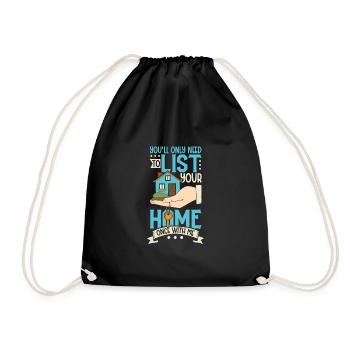 Real Estate Agent Realtor Home Closing Investor - Drawstring Bag - black - Front