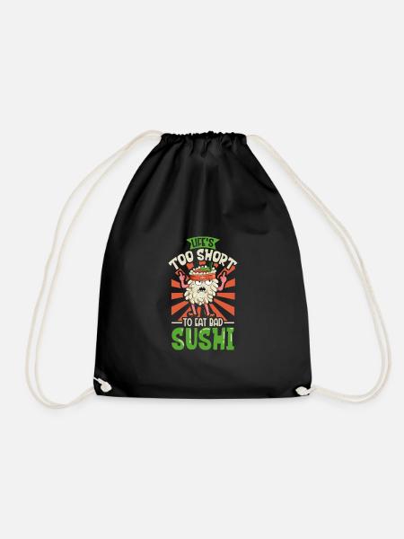 Sushi Fan Japanese Food Foodie Cuisine Japan - Drawstring Bag - black