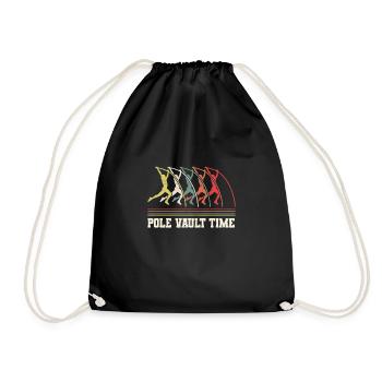 Vintage Retro Stabhochsprung Shirt Pole Vault Time - Drawstring Bag - black - Front