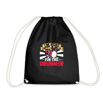Drummer Drums Music Drum Set Drumming - Drawstring Bag - black - Front