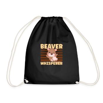 Beaver Fan Beaver Lover Funny Beaver Gift - Drawstring Bag - black - Front
