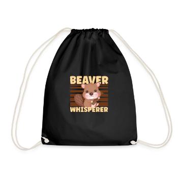 Beaver Fan Beaver Lovers Funny Beaver Gift - Drawstring Bag - black - Front