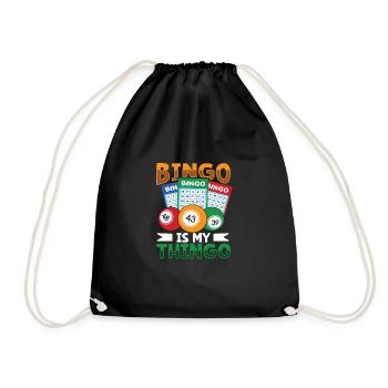 Bingo Card Game Grandma Bingo Player Bingo Cards - Drawstring Bag - black - Front