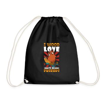 Beaver Fan Beaver Lover Funny Beaver Gift - Drawstring Bag - black - Front