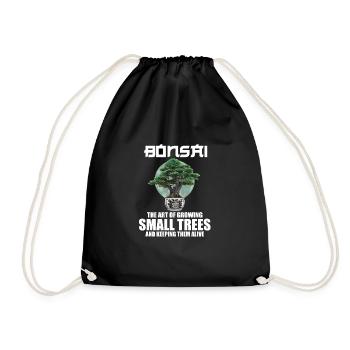 Bonsai Japan Silhouette Gardener Gardening Lover - Drawstring Bag - black - Front