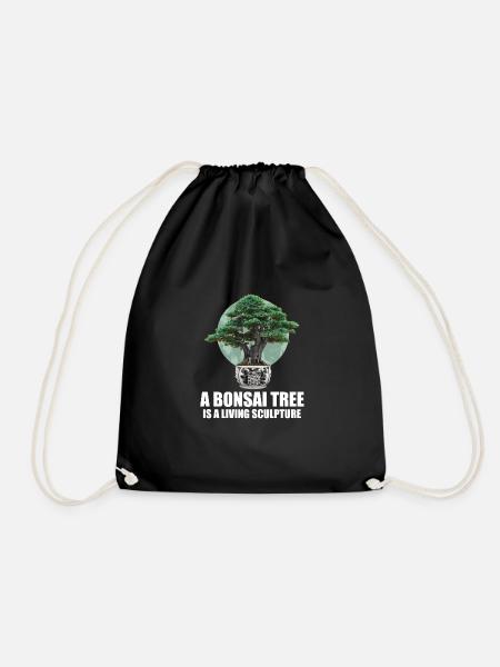 Bonsai Japan Silhouette Gardener Gardening Lover - Drawstring Bag - black