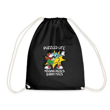 Puzzle Lover Jigzaw Puzzle Board Game Puzzler - Drawstring Bag - black - Front