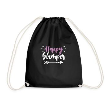 Happy Glamper Shirt Gift Glamping Camping - Drawstring Bag - black - Front
