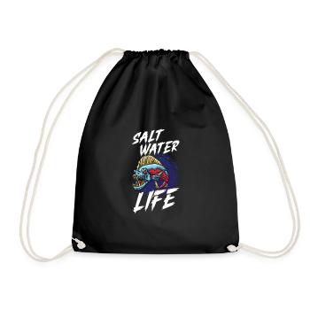 Saltwater Fishing Fisherman Perch Fishing Rod Bobbe - Drawstring Bag - black - Front