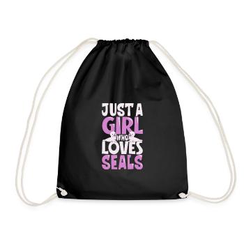 seal animal wilderness animals seals cute baby sea - Drawstring Bag - black - Front