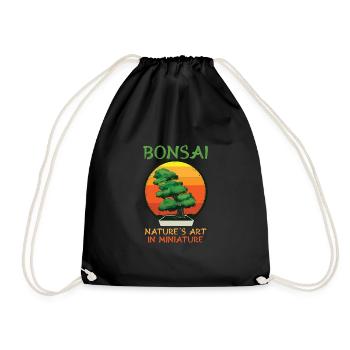 Bonsai Japan Silhouette Gardener Gardening Lover - Drawstring Bag - black - Front