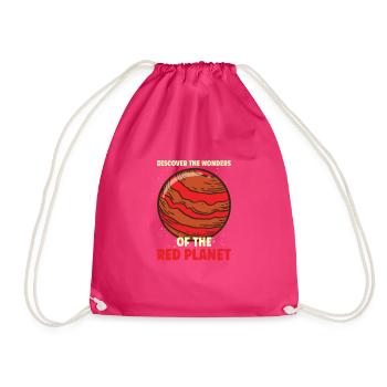 Mars Explore Astronaut Astronomy Solar System - Drawstring Bag - fuchsia - Front