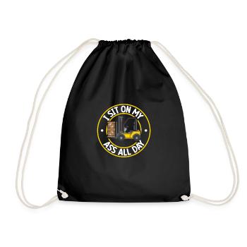 Forklift Driver Warehouse Forklift - Drawstring Bag - black - Front