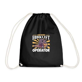 Forklift Driver Warehouse Forklift - Drawstring Bag - black - Front