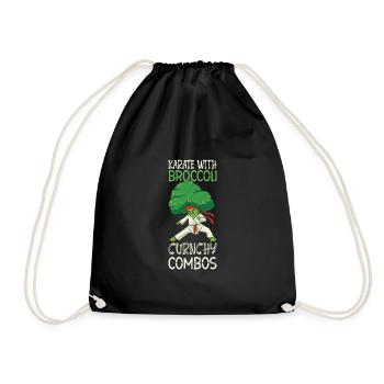 Broccoli Martial Arts Karate MMA Boxing Kicks - Drawstring Bag - black - Front