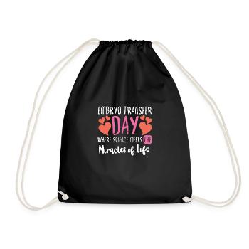 Day of embryo transfer IVF in vitro fertilization - Drawstring Bag - black - Front